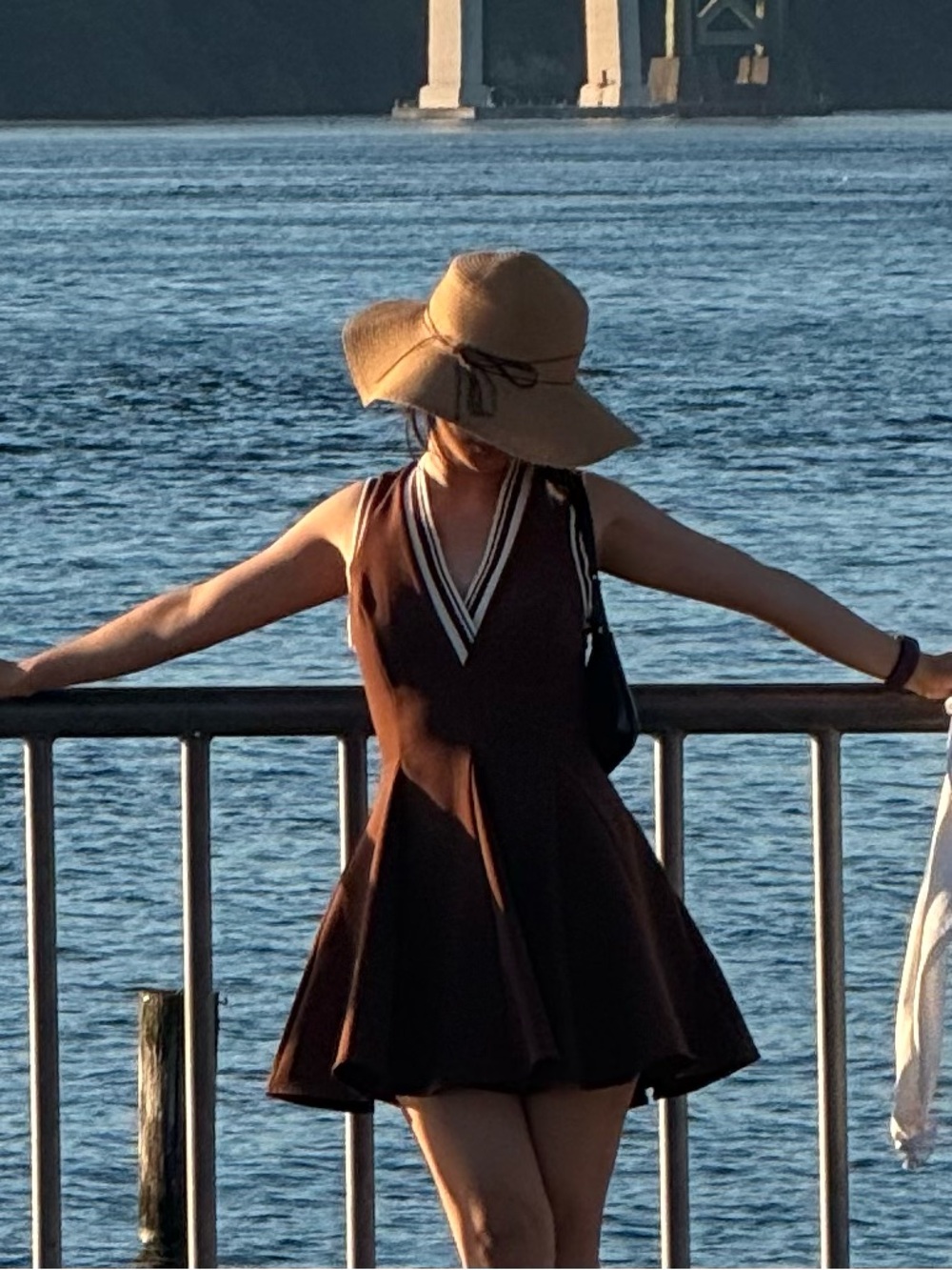 Zara Brown V-Neck Mini Dress with pocket